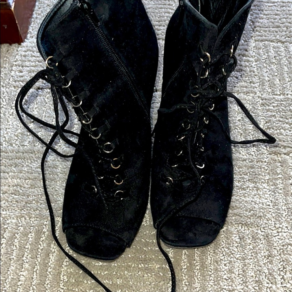 Black tie up boots